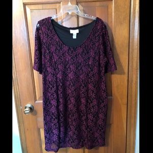 Maroon lace maternity dress